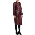 Elegant lambskin leather trench coat for women with a tailored fit, satin lining, deep pockets, and a chic belted waist for a timeless fashion statement.