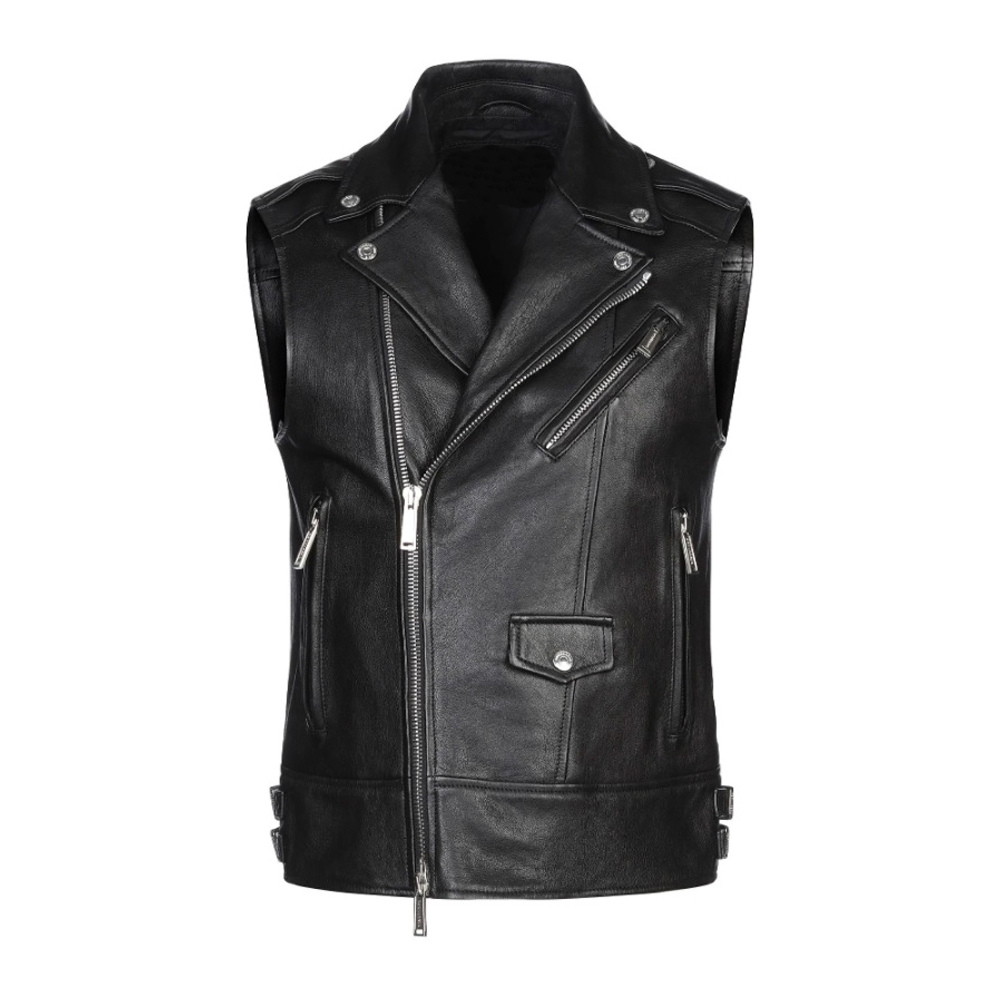 Mens Leather Vest | Mens Leather Biker Waistcoat- Zairouje Leather