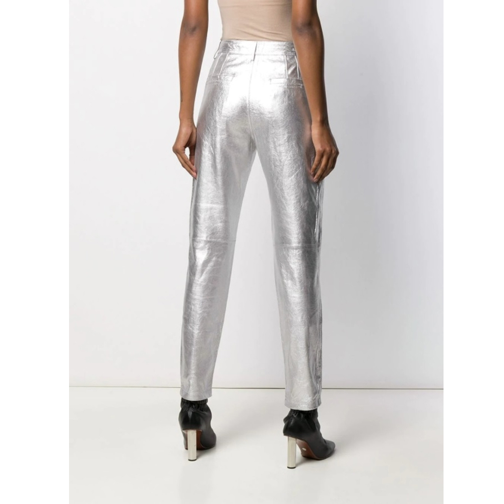 Womens Metallic Leather Pants - Zairouje Leather